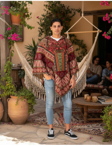 Unisex bohemian poncho with...