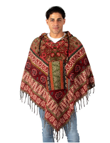 Unisex-Poncho im Boho-Stil mit Kapuze und...