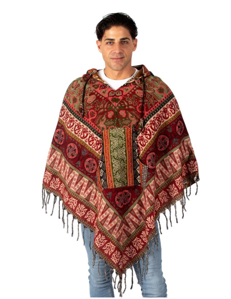 Unisex-Poncho im Boho-Stil mit Kapuze und Taschen | Handgefertigtes Design