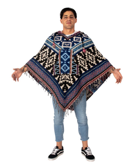 Poncho bohème unisexe à capuche et poches | Modèle fait main