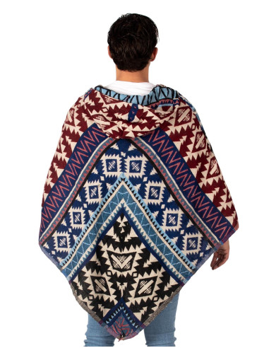 Unisex bohemian poncho with hood and pockets |...