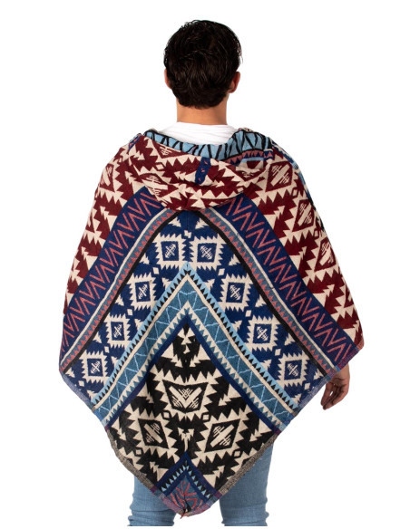 Poncho bohémien unisex con cappuccio e tasche | Design fatto a mano