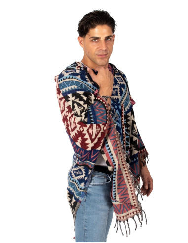 Poncho unisex bohemio con capucha y bolsillos |...