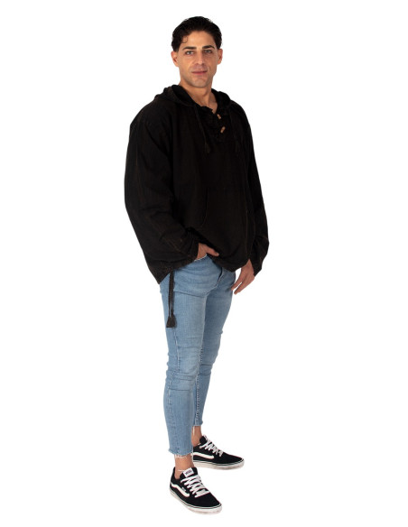 Felpa leggera Kimago in cotone grigio consumato – moda etnica indiana