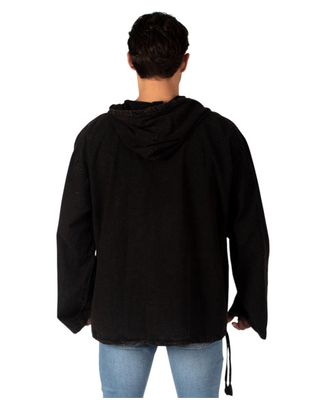 Kimago leichtes Sweatshirt aus grauem Baumwollstoff im Used-Look – Indische Ethno-Mode