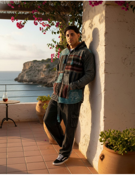 Handmade patchwork jacket with fleece lining – Made in India