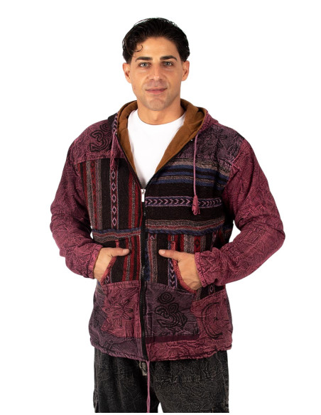 Handmade patchwork jacket with fleece lining – Made in India