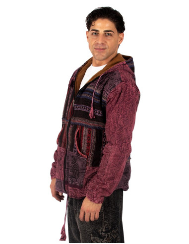 Handmade patchwork jacket with fleece lining –...