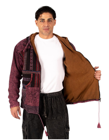 Veste patchwork faite main avec doublure polaire – Fabriquée en Inde