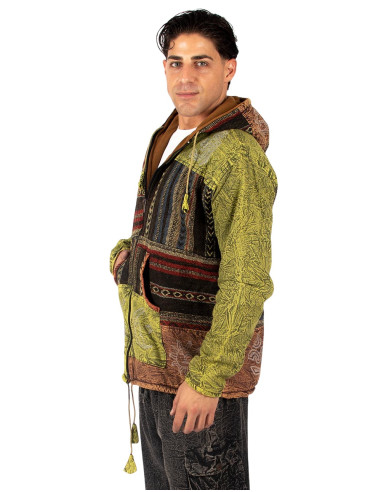 Handgefertigte Patchworkjacke mit Fleecefutter...