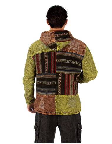 Handgefertigte Patchworkjacke mit Fleecefutter...