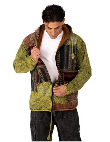 Handgefertigte Patchworkjacke mit Fleecefutter...