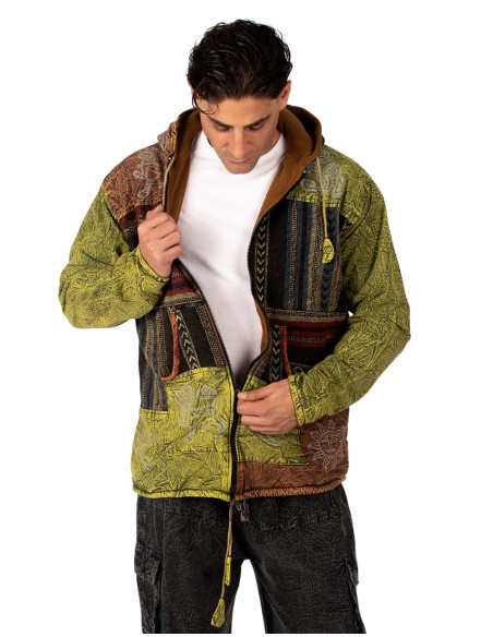 Veste patchwork faite main avec doublure polaire – Fabriquée en Inde