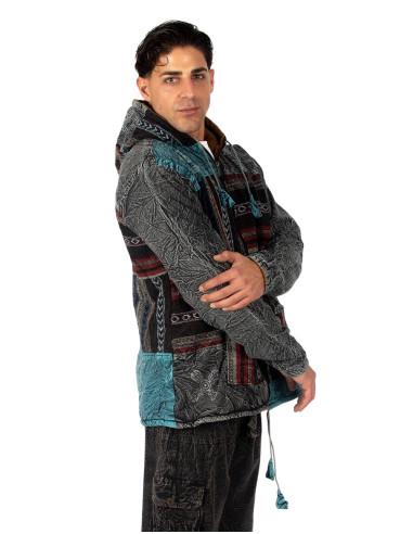 Handgefertigte Patchworkjacke mit Fleecefutter...