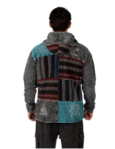 Handgefertigte Patchworkjacke mit Fleecefutter...
