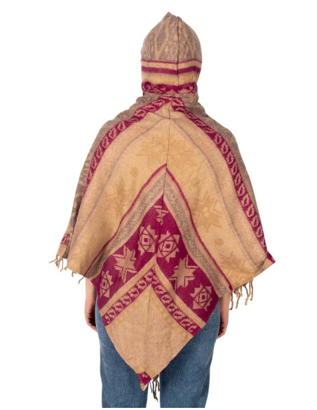Poncho en coton et laine fait main avec capuche – Mode bohème indienne