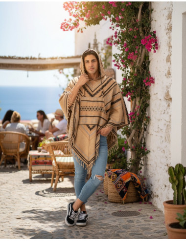 Poncho unisexe en coton et...