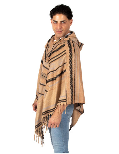 Unisex-Poncho aus Baumwollwolle mit Kapuze –...