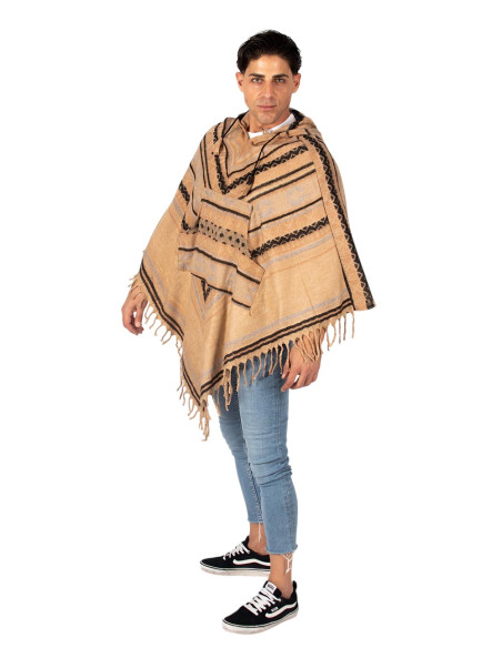 Poncho unisexe en coton et laine avec capuche – Kimago