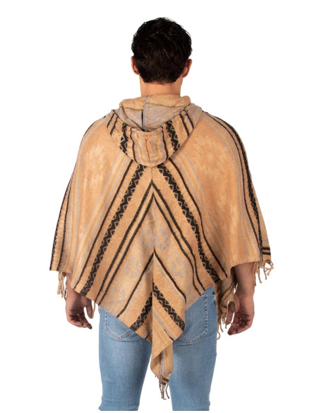 Unisex-Poncho aus Baumwollwolle mit Kapuze – Kimago