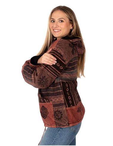 Chaqueta unisex patchwork con forro polar –...