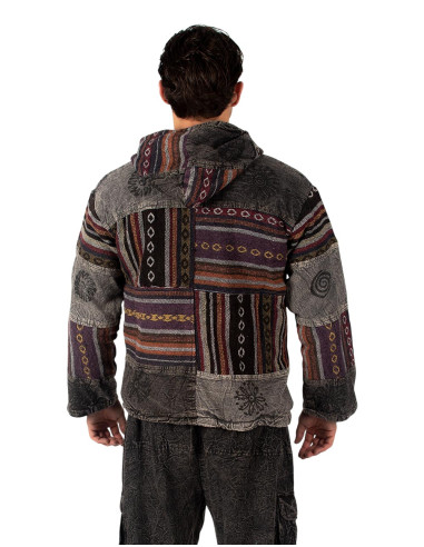 Veste patchwork unisexe avec doublure polaire –...