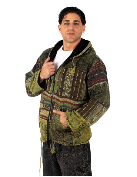 Unisex patchwork jacket with fleece lining – Handmade in India