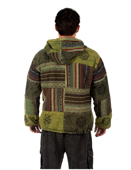 Giacca patchwork unisex con fodera in pile – Fatta a mano in India