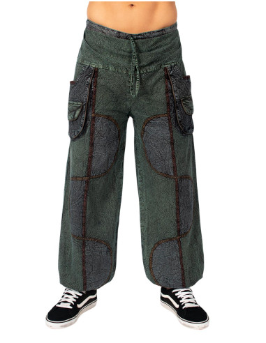 Pantaloni harem unisex in cotone viola con...