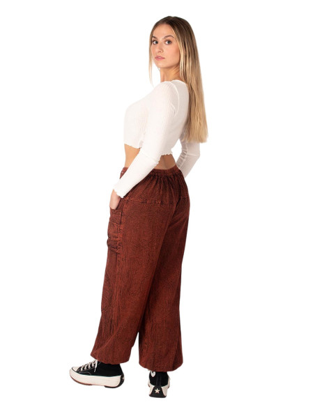Pantalon sarouel unisexe en coton bordeaux de style ethnique