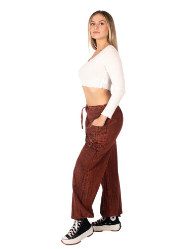 Pantalon sarouel unisexe en coton bordeaux de...