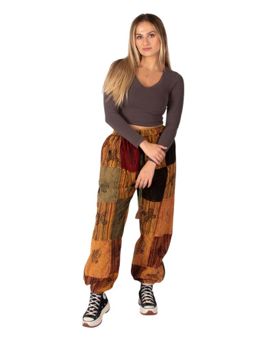 Unisex Patchwork Cotton Harem Pants