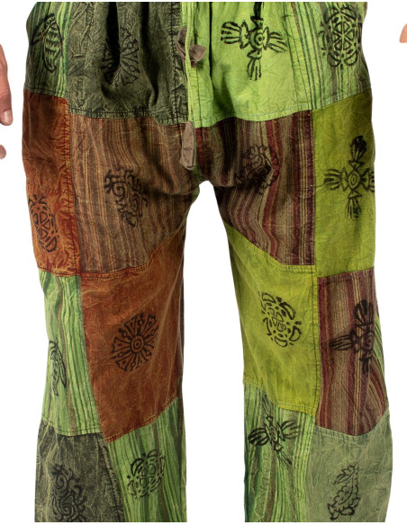 Unisex Patchwork-Haremshose aus Baumwolle