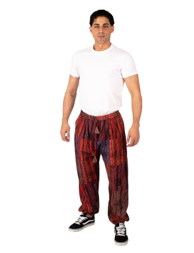 pantalon-bombacho-rojo-patchwork-kimago 2