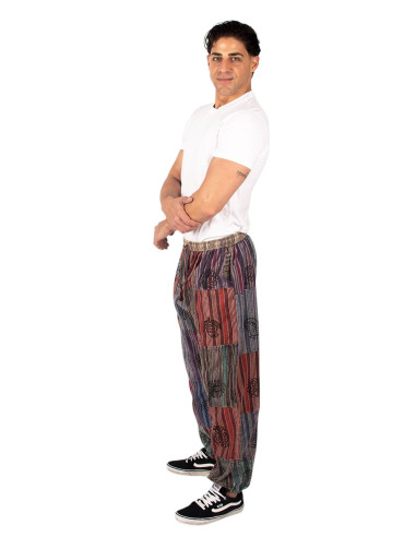 Unisex patchwork harem pants in assorted cotton...