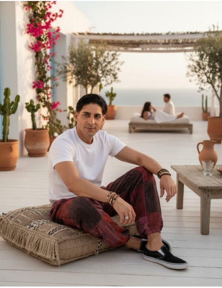 Unisex patchwork harem pants in assorted cotton colors