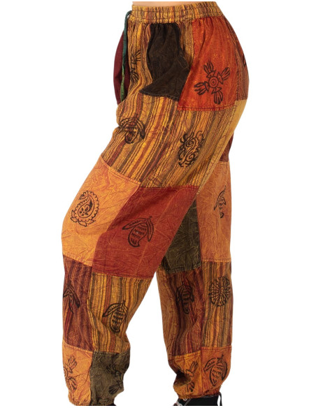 Pantaloni harem patchwork unisex nei toni del giallo