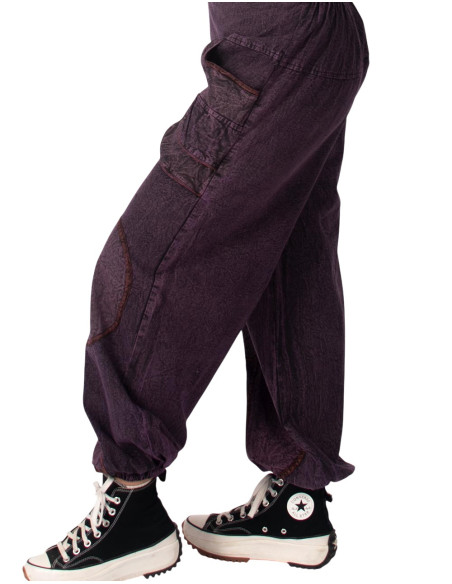 Unisex purple bohemian-style harem pants