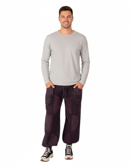 Pantaloni harem unisex viola in stile bohémien
