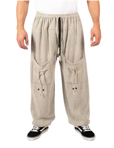 Warm unisex harem pants in ethnic style