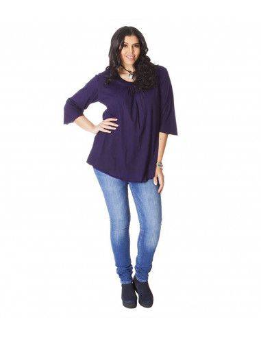 Women's Plus Size Blouse with Round Neckline and 3/4 Sleeves