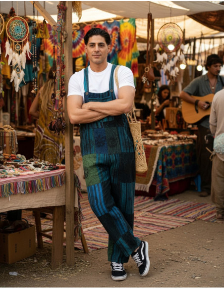 Combinaison unisexe patchwork en coton fait main