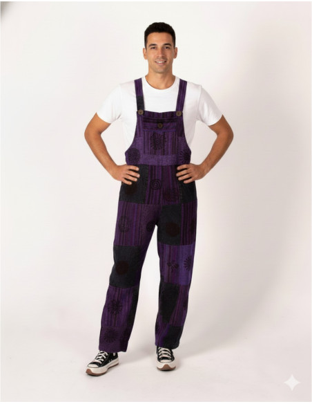 Macacão unissex patchwork feito de algodão artesanal