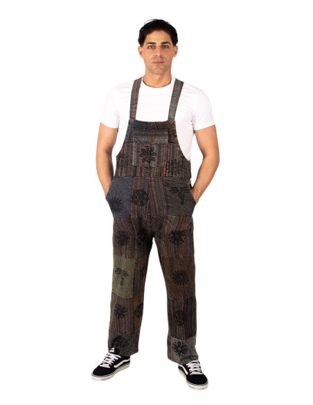 Unisex Patchwork-Overall aus handgefertigter Baumwolle