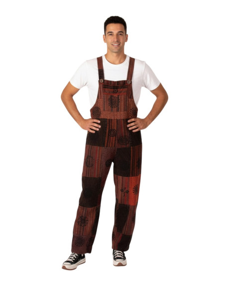 Unisex Patchwork-Overall aus handgefertigter Baumwolle