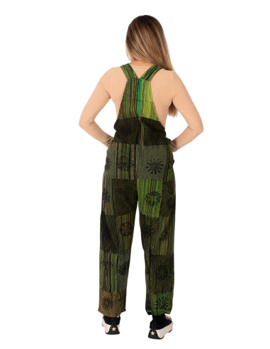 Combinaison unisexe en patchwork de coton vert...