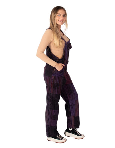 Unisex-Patchwork-Overall aus Baumwolle – Lila...