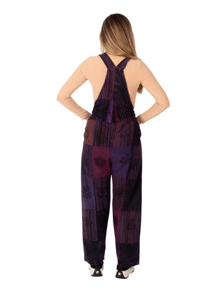 Macacão unissex patchwork em algodão – Roxo ou Azul Claro