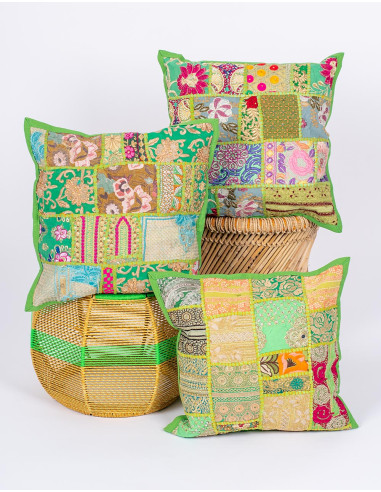 Capa de almofada artesanal Kimago Green 40x40...