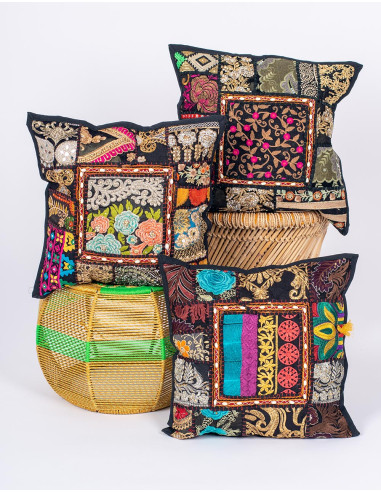 Kimago schwarzer handgefertigter Kissenbezug...